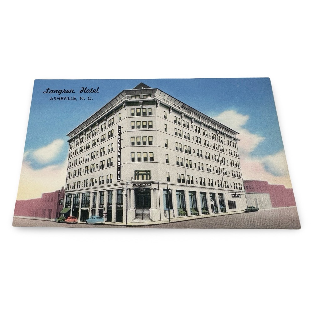 Vintage Langren Hotel Asheville NC Linen Postcard Unused New Tichnor Bros 87761